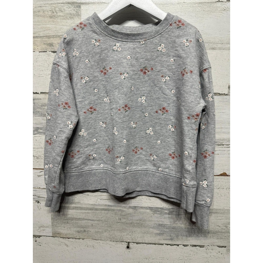 Carter's Sweatshirt Girls Size 8 Gray Floral Print Long Sleeve Pullover EUC